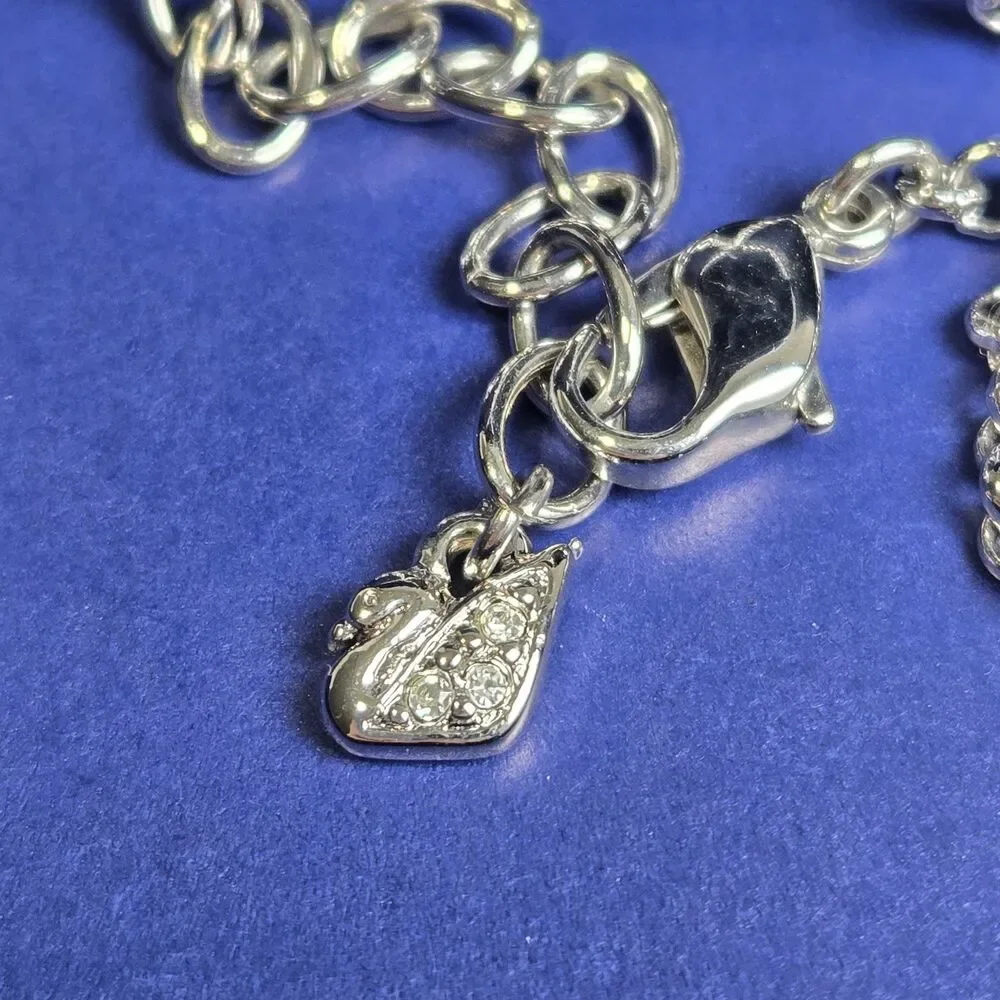Vintage Swarovski Crystal Heart Locket Necklace Pink Clear Swan Box COA